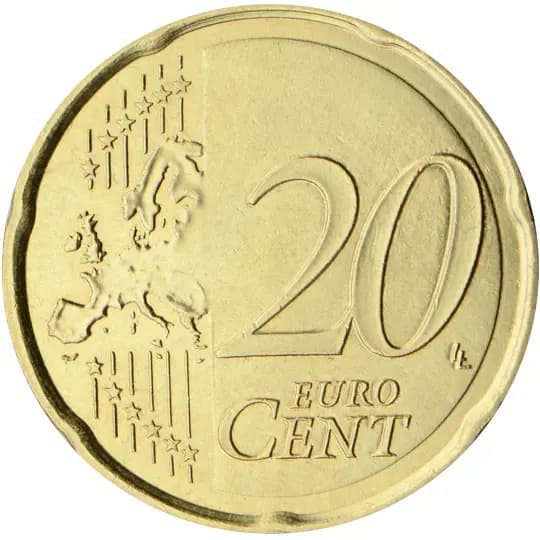 Front of Netherlands 20 euro cent