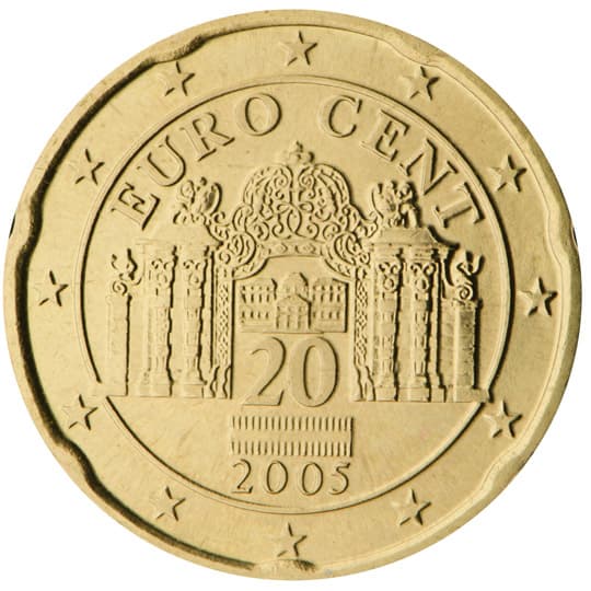 Back of Austria 20 euro cent Back of Austria 20 euro cent