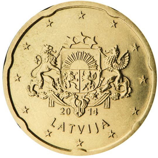 Back of Latvia 20 euro cent Back of Latvia 20 euro cent