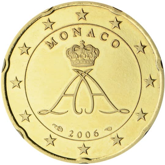 Back of Monaco 20 euro cent Back of Monaco 20 euro cent