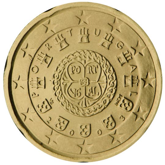 Back of Portugal 20 euro cent Back of Portugal 20 euro cent