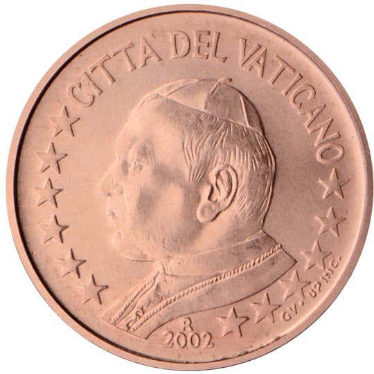 Back of Vatican City 1 euro cent Back of Vatican City 1 euro cent