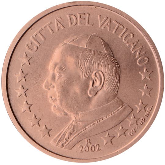 Back of Vatican City 2 euro cent Back of Vatican City 2 euro cent