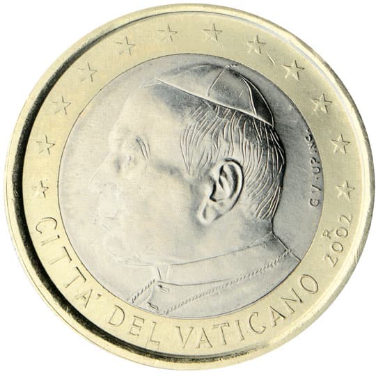Back of Vatican City 1 euro Back of Vatican City 1 euro