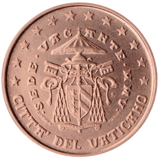 Back of Vatican City 1 euro cent Back of Vatican City 1 euro cent