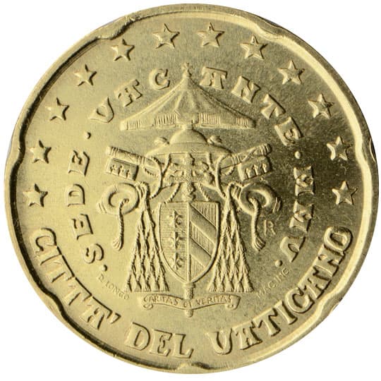 Back of Vatican City 20 euro cent Back of Vatican City 20 euro cent