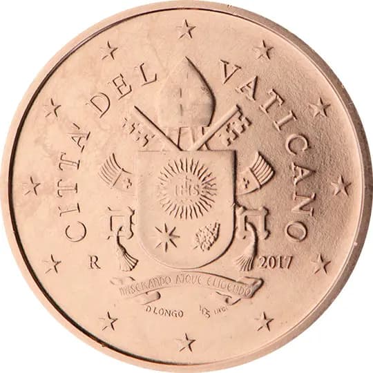 Back of Vatican City 1 euro cent Back of Vatican City 1 euro cent