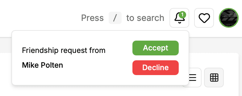 Accept or decline a new friendship request Accept or decline a new friendship request
