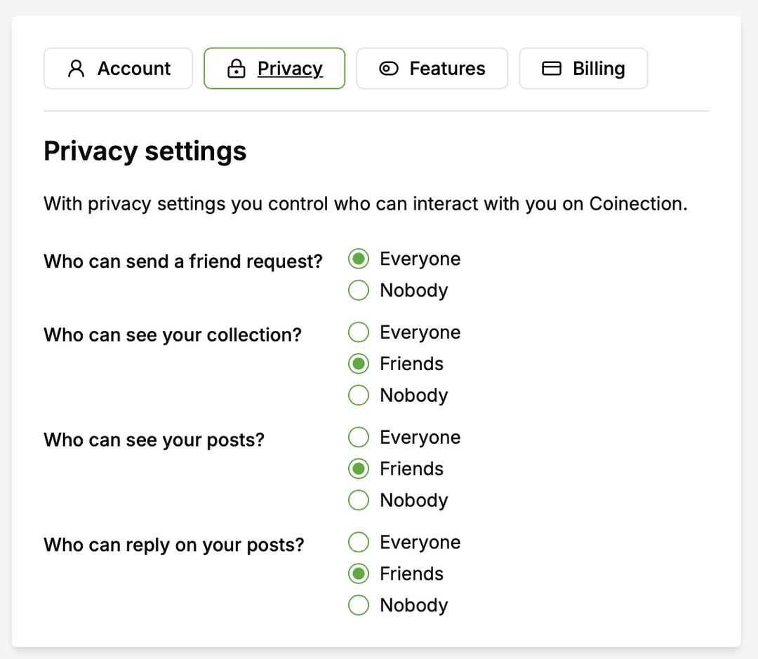 Privacy settings overview Privacy settings overview